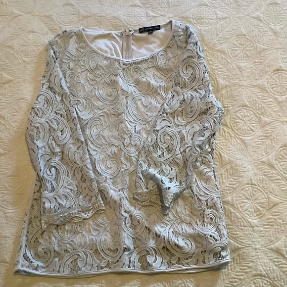 Adrianna Papell Tops - COPY - Beautiful grey lace blouse. Excellent condition